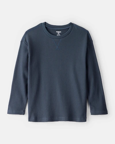 Boys Solid Thermal Long-Sleeve Tee - Navy