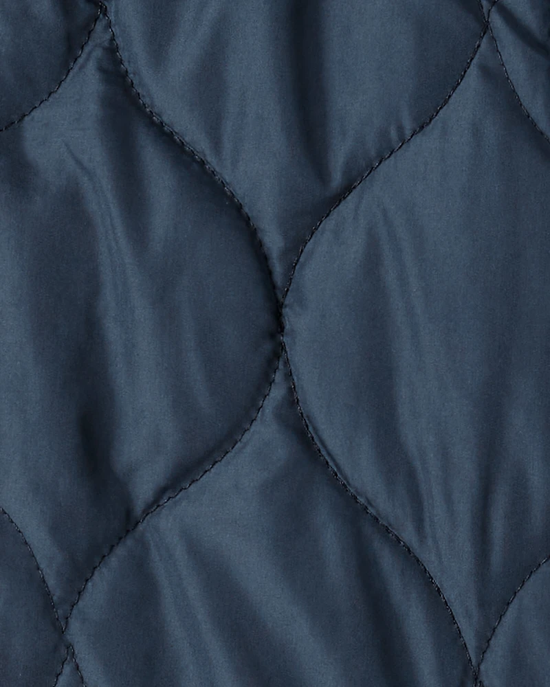 Boys Long-Sleeve Midweight Quilted Bomber Jacket - Navy