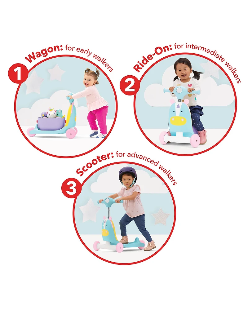 Zoo 3-in-1 Ride-On Toy - Unicorn