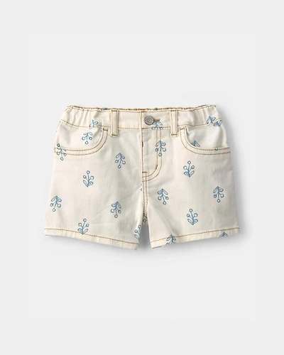 Toddler Girl Floral Twill Shorts - Ivory