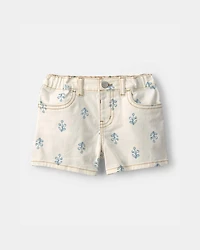 Toddler Girl Floral Twill Shorts - Ivory