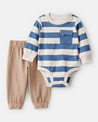 Baby Boy 2-Piece Striped Bodysuit & Pant Set