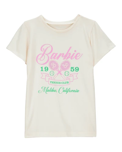 Girls Barbie™ 'Tennis Club' Short-Sleeve Graphic Tee - Ivory