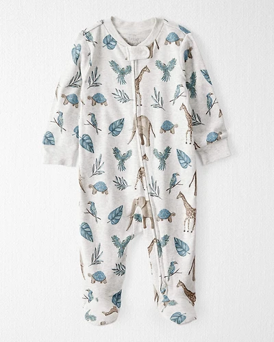 Baby Organic Cotton Safari-Print Sleep & Play Pajamas