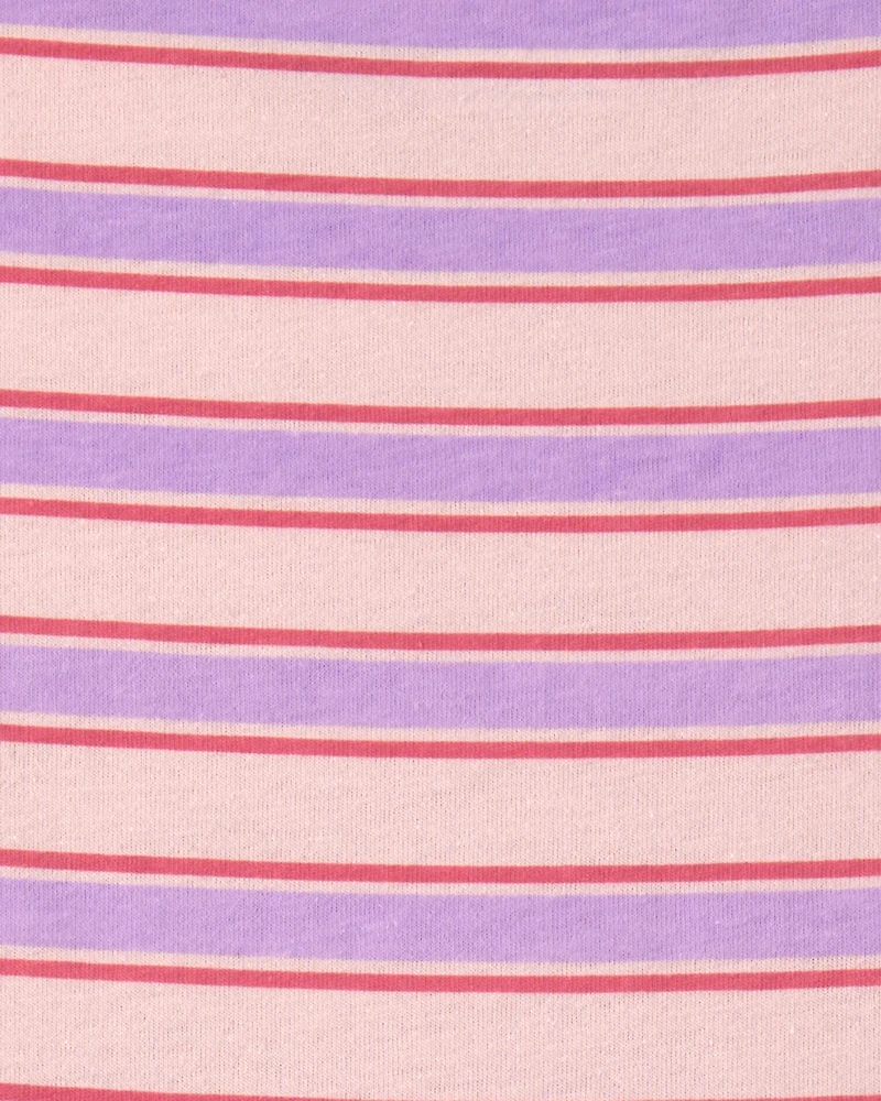 Girls Striped Short-Sleeve Dress - Pink