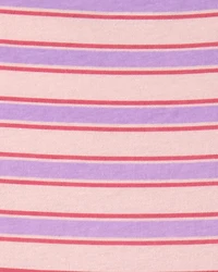 Girls Striped Short-Sleeve Dress - Pink