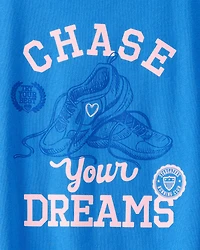 Girls Track Short-Sleeve Graphic Tee - Blue
