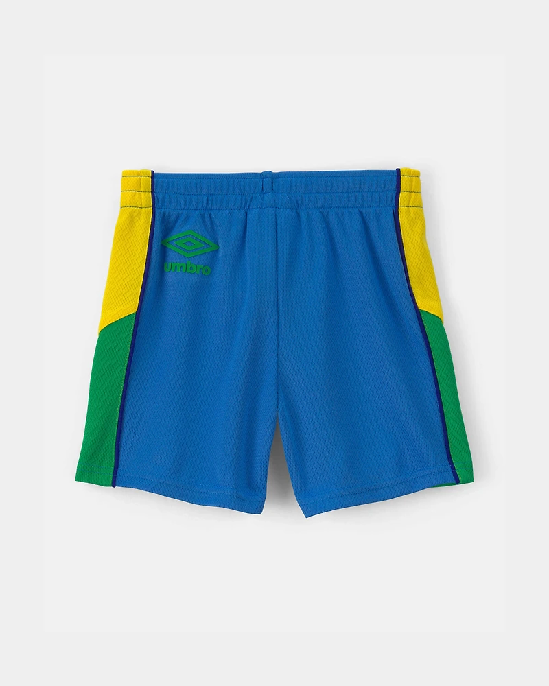 Toddler Umbro Brazil Mesh Soccer Shorts - Blue/Yellow/Green