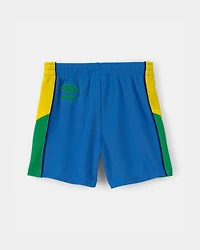 Toddler Umbro Brazil Mesh Soccer Shorts - Blue/Yellow/Green
