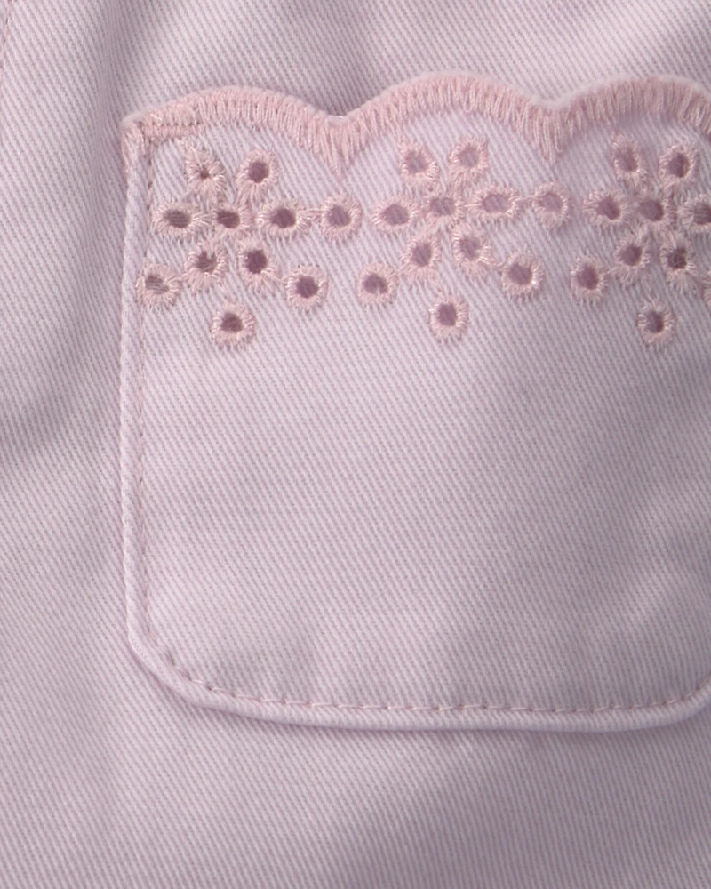Baby Girl Straight-Leg Scalloped Pocket Pants - Purple