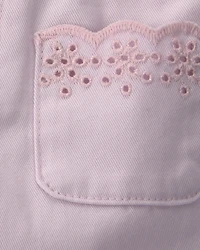 Baby Girl Straight-Leg Scalloped Pocket Pants - Purple