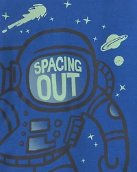 Toddler Boy 4-Piece Astronaut 100% Cotton Snug Fit Pajama Set - Blue/Black