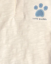 Baby Boy 3-Piece 'Little Buddy' Top & Pant Set - Blue/Ivory