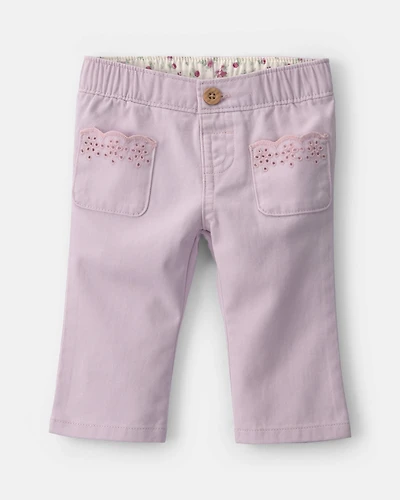 Baby Girl Straight-Leg Scalloped Pocket Pants - Purple