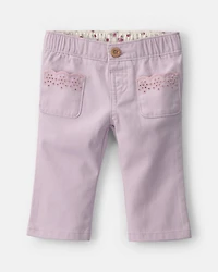 Baby Girl Straight-Leg Scalloped Pocket Pants - Purple