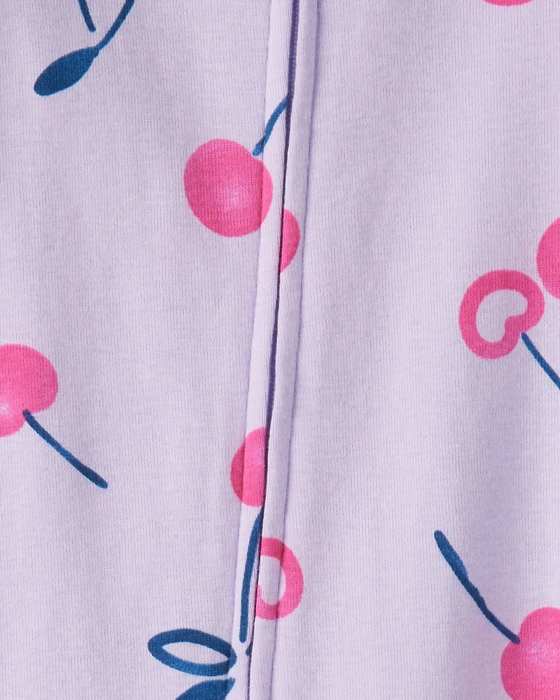 Toddler Girl Cherry 100% Cotton Snug Fit 1-Piece Pajamas - Purple
