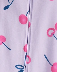 Toddler Girl Cherry 100% Cotton Snug Fit 1-Piece Pajamas - Purple