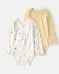 Baby 2-Pack Constellation PurelySoft Bodysuits - Yellow/Cream