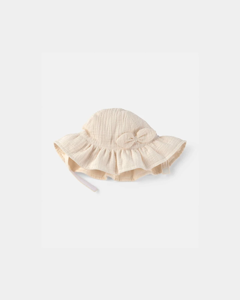 Baby Girl Bow Sun Hat - Ivory