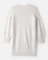 Girls Cable Knit Long-Sleeve Dress - Ivory