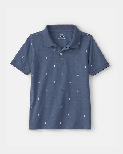 Boys Anchor Polo Shirt - Blue