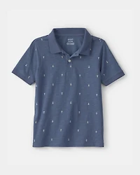 Boys Anchor Polo Shirt - Blue