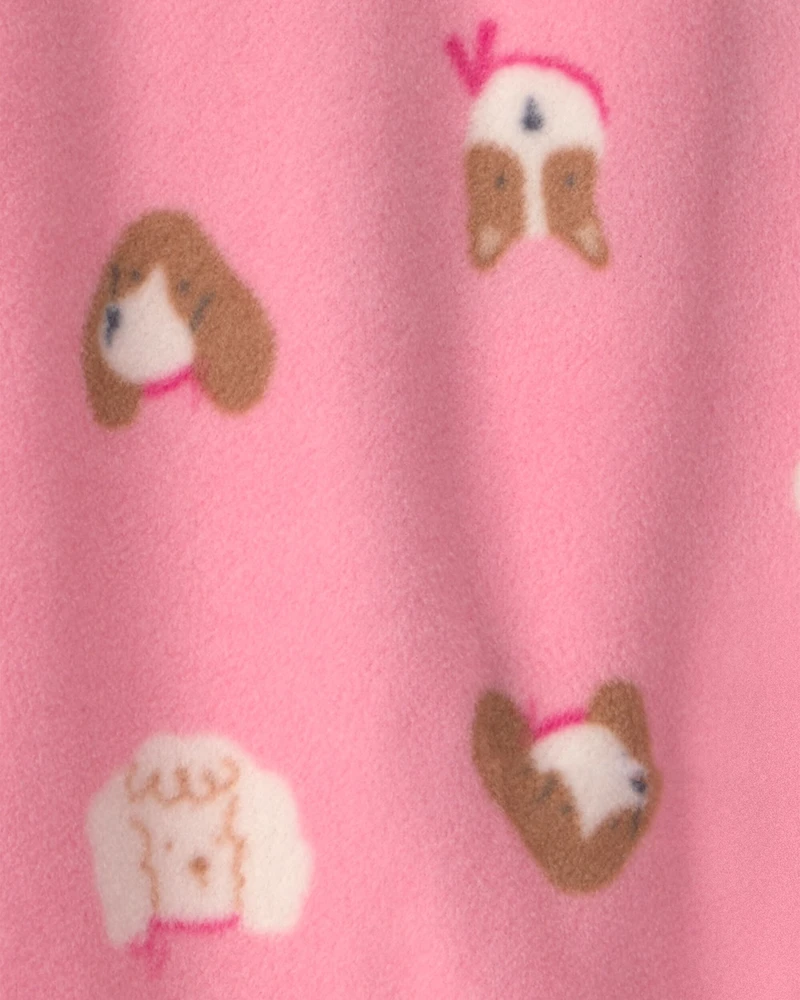 Baby Girl Dog Fleece 2-Way Zip Sleep & Play Pajamas - Pink