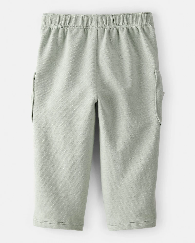 Baby Girl Bow Pocket French Terry Pants - Green