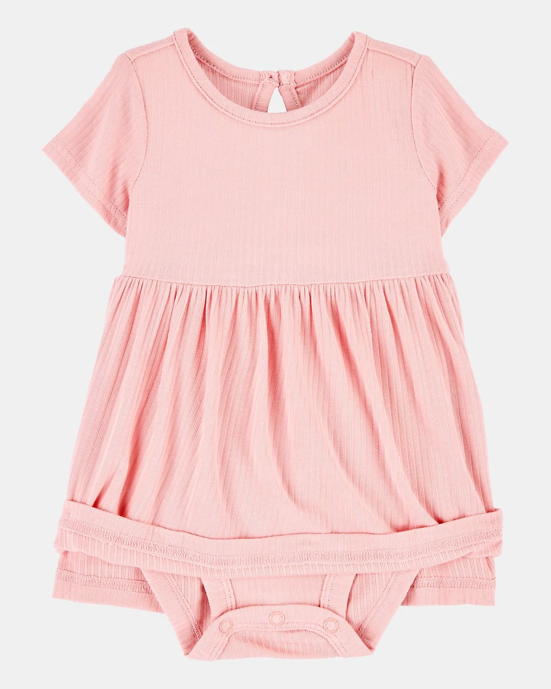 Baby Girl Solid PurelySoft Bodysuit Dress - Pink