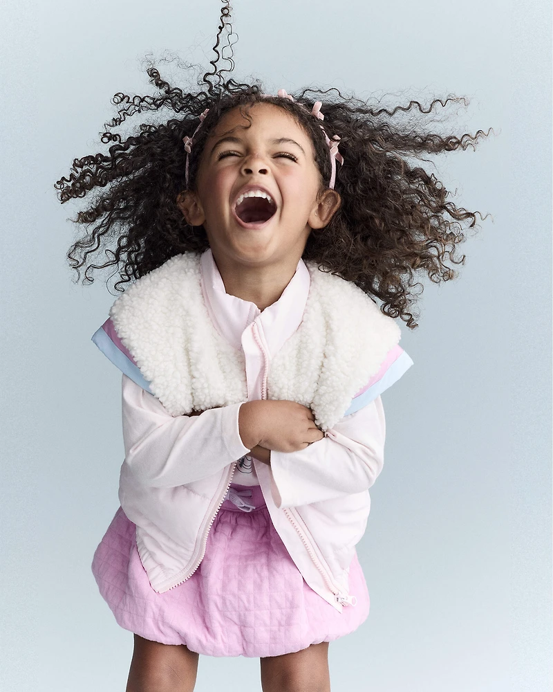 Toddler Girl Colorblock Zip-Up Jacket - Light Pink/Cream