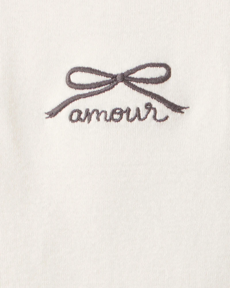 Baby Girl Bow Print Bodysuit & Pant Set - Grey