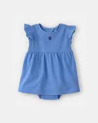 Baby Girl Seashell Short-Sleeve Bodysuit Dress - Blue