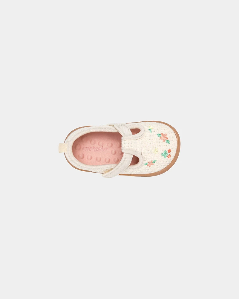 Baby Girl Every Step® First Walker Floral Casual Shoes - Cream