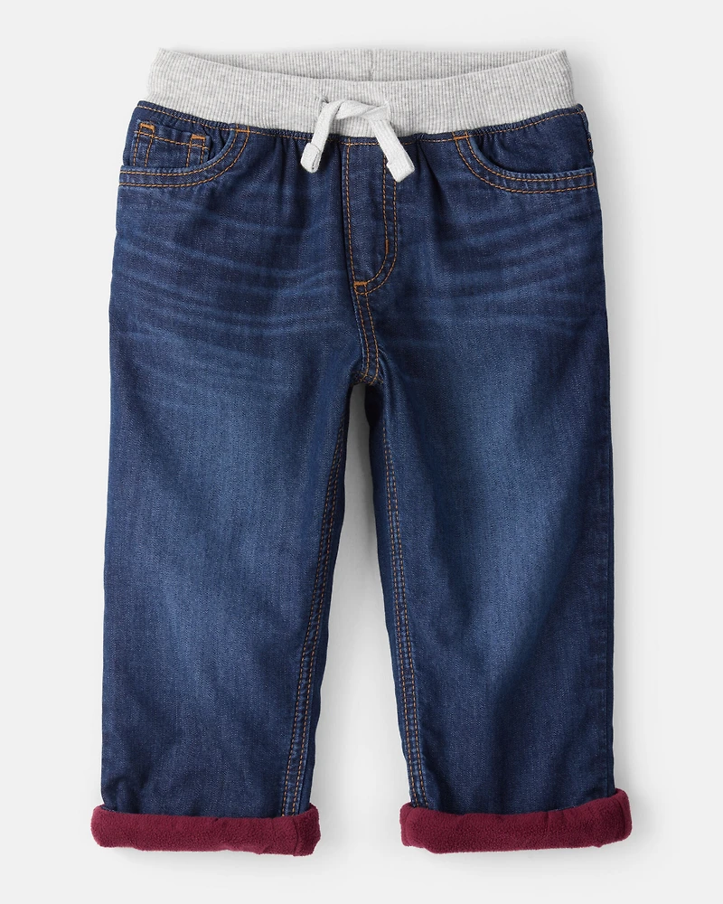 Toddler Boy Lined Dark Wash Straight Jeans