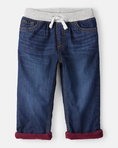 Toddler Boy Lined Dark Wash Straight Jeans