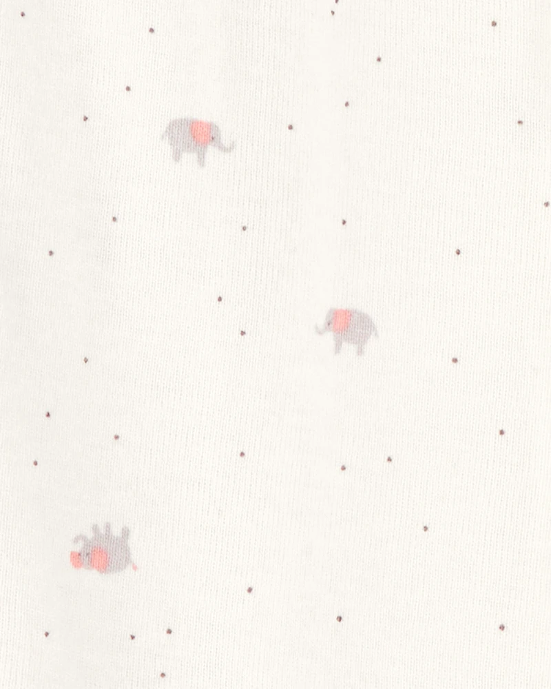 Baby Girl 2-Pack 2-Way Zip Cotton Sleep & Play Pajamas - White/Pink