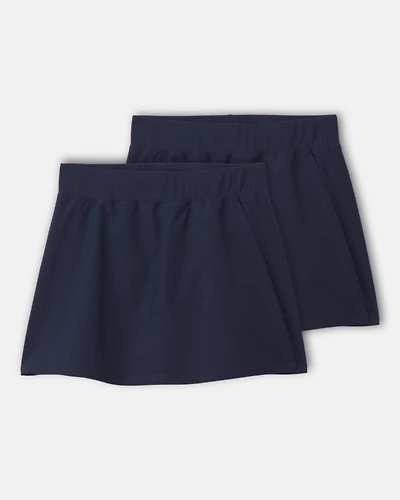 Girls 2-Pack Uniform Active Skort - Navy