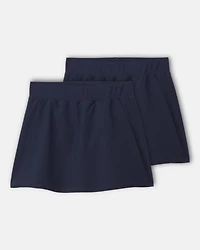 Girls 2-Pack Uniform Active Skort - Navy