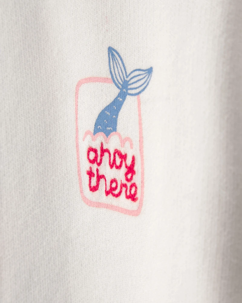 Toddler Girl Mermaid French Terry Pullover Sweatshirt - Ivory