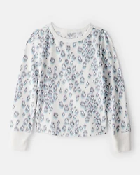 Girls 2-Piece Cheetah Active Top & Flare Pants Set - Blue/White