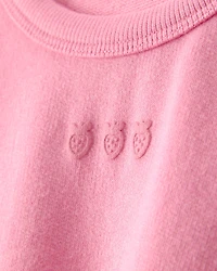 Baby Girl Strawberry French Terry Pullover Sweatshirt - Pink