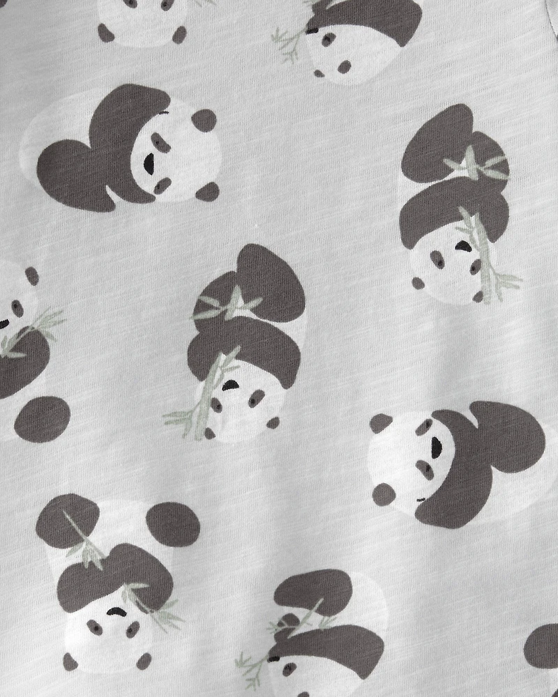 Baby Organic Cotton Shortall Set in Panda Bear