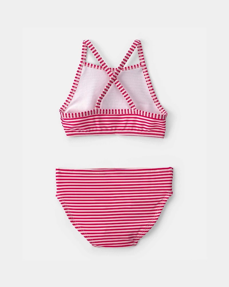 Toddler Girl 3-Piece Fourth of July Rashguard Swimsuit Set - Red/White/Blue