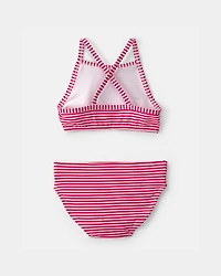 Toddler Girl 3-Piece Fourth of July Rashguard Swimsuit Set - Red/White/Blue