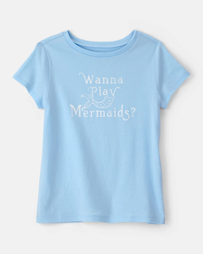 Girls Mermaid Graphic Tee - Blue