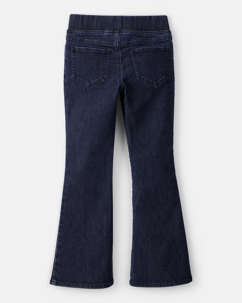 Girls Mid-Rise Denim Pull-On Bootcut Jeans - Blue