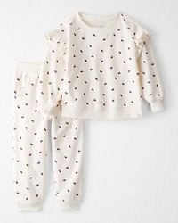 Toddler Girl 2-Piece Organic Cotton Velour Set in Wild Rose Print