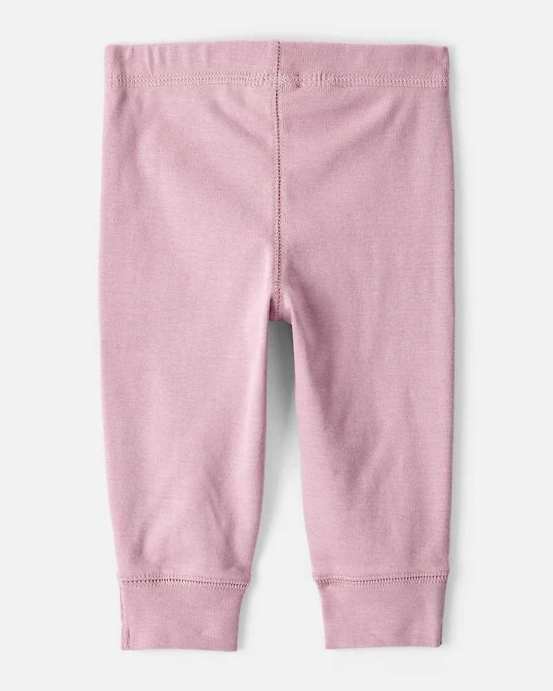 Baby Girl 2-Pack 100% Cotton Pull-On Pants - Blue/Pink