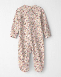 Baby Girl Organic Cotton Sleep & Play Pajamas in Floral