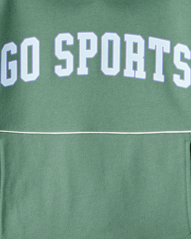 Girls 2-Piece "Go Sports" Hoodie & Knit Flared Skort Set - Green